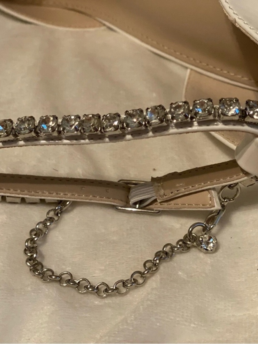 Women’s Bone/Ivory Pointed Toe Ankle Strap Heels with Rhinestones 
Size 8.5 NIB - Picture 11 of 11